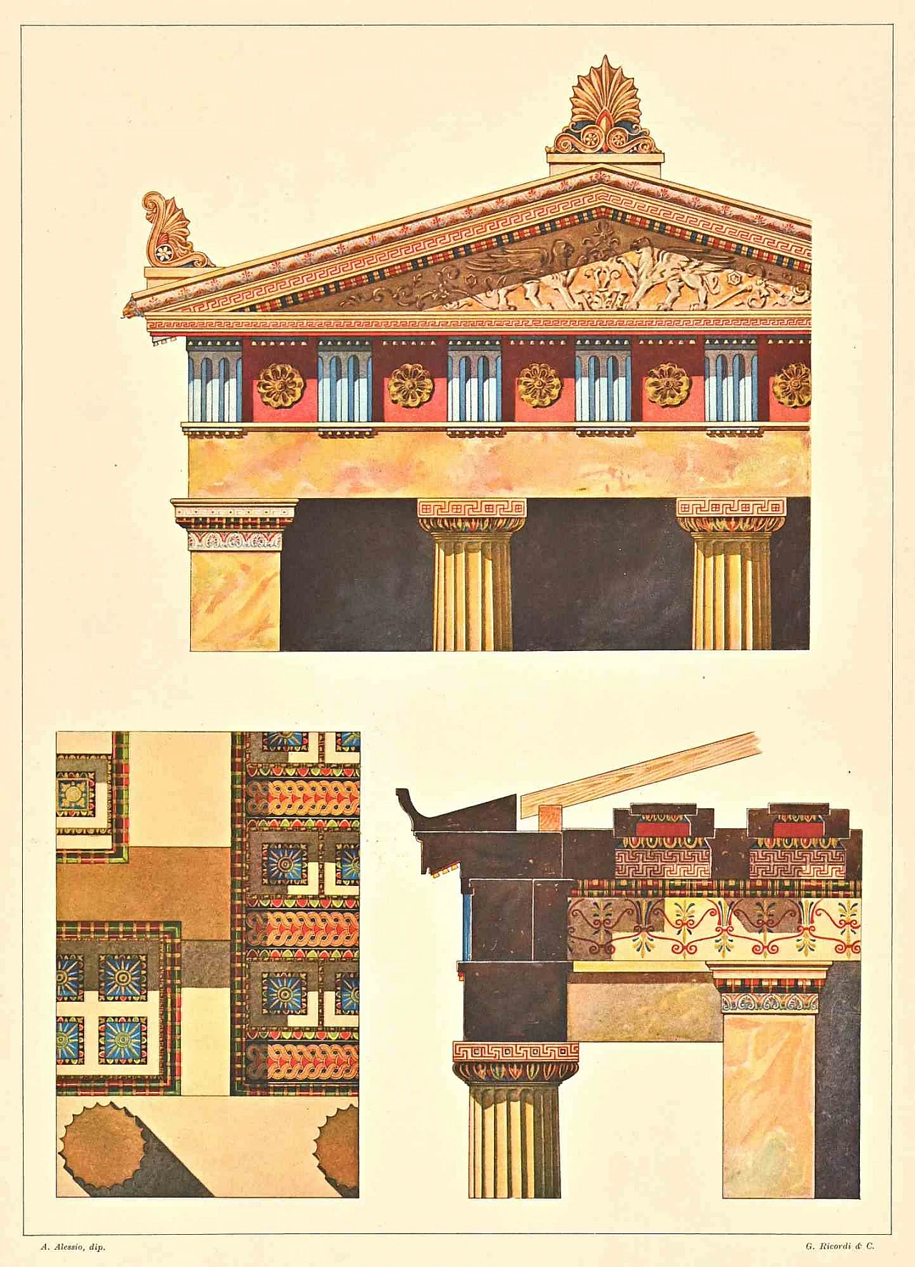 Andrea Alessio, Decorative Motifs - Greek  Styles, Lithograph 19th century 1