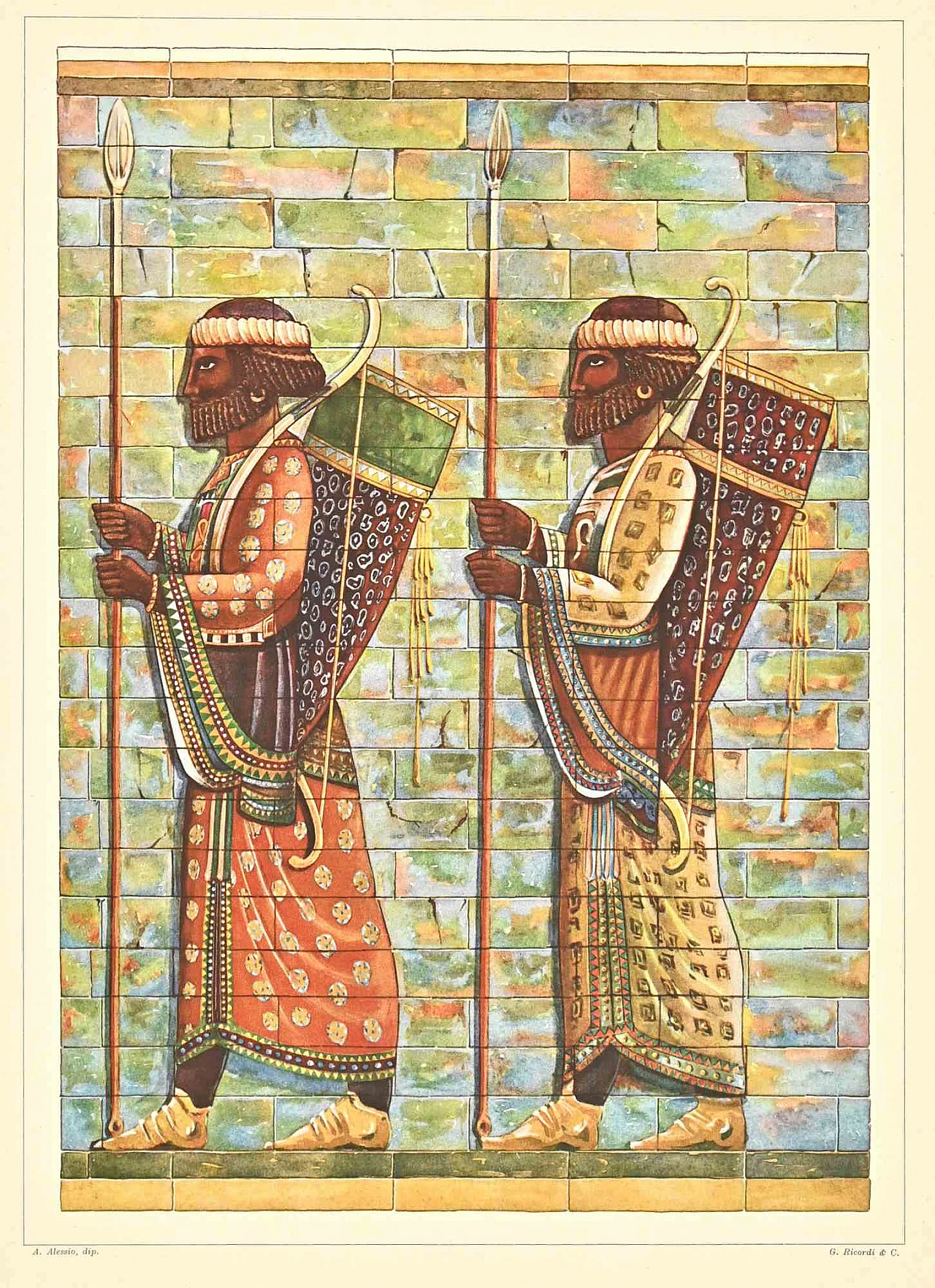 Andrea Alessio, Decorative Motifs - Chaldean-Assyrian Styles, Lithograph 19th century 1