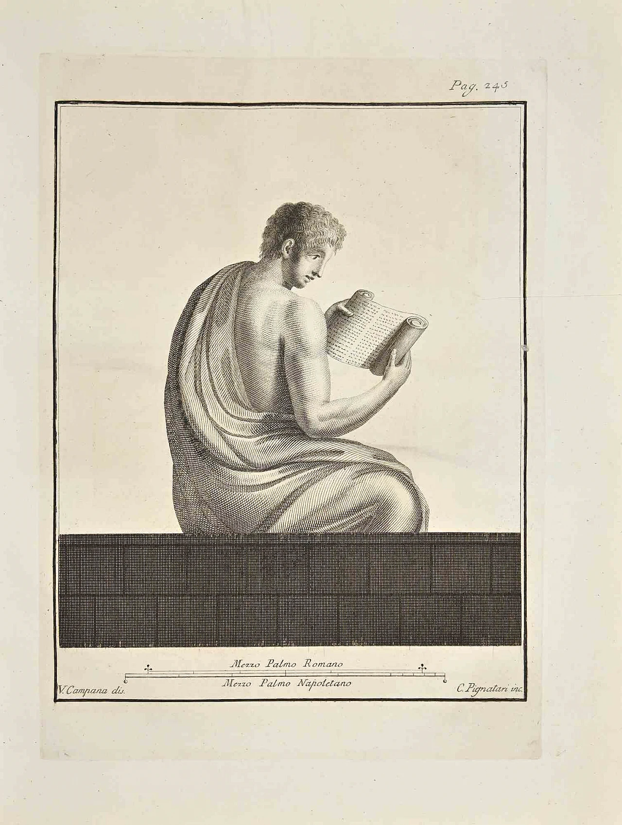 Vincenzo Campana, Ancient Reader, Etching 18th century 1