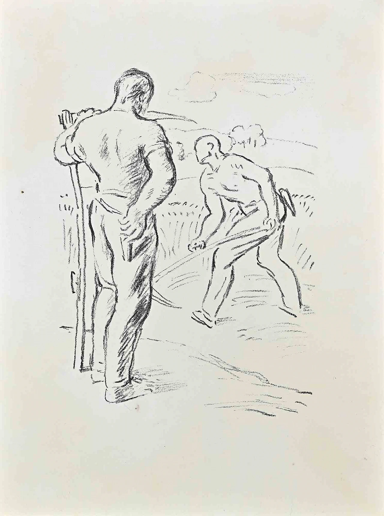 Wilhelm Gimmi, Farmers, Lithograph 1940s-1950s 1