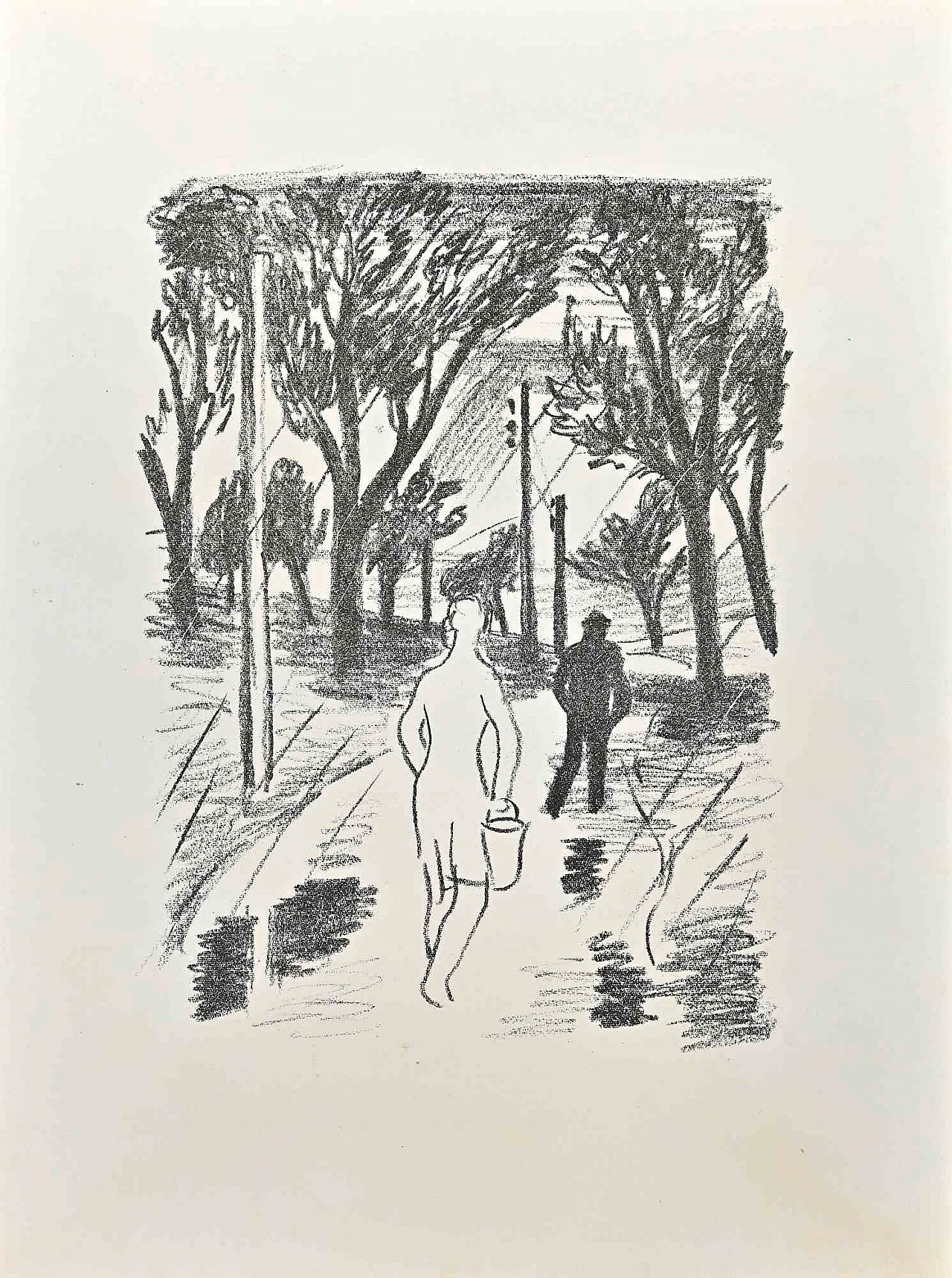 Wilhelm Gimmi, Walking Into The Forest, Lithograph 1940s-1950s 1