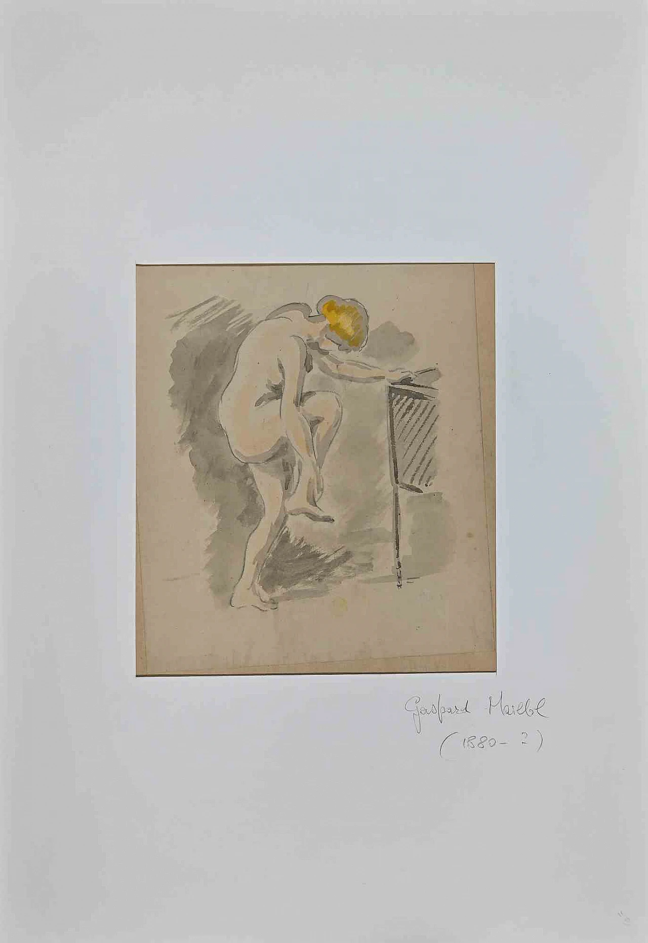 Gaspard  Maillol, Nude of Woman, Watercolour Drawing 2000s 1