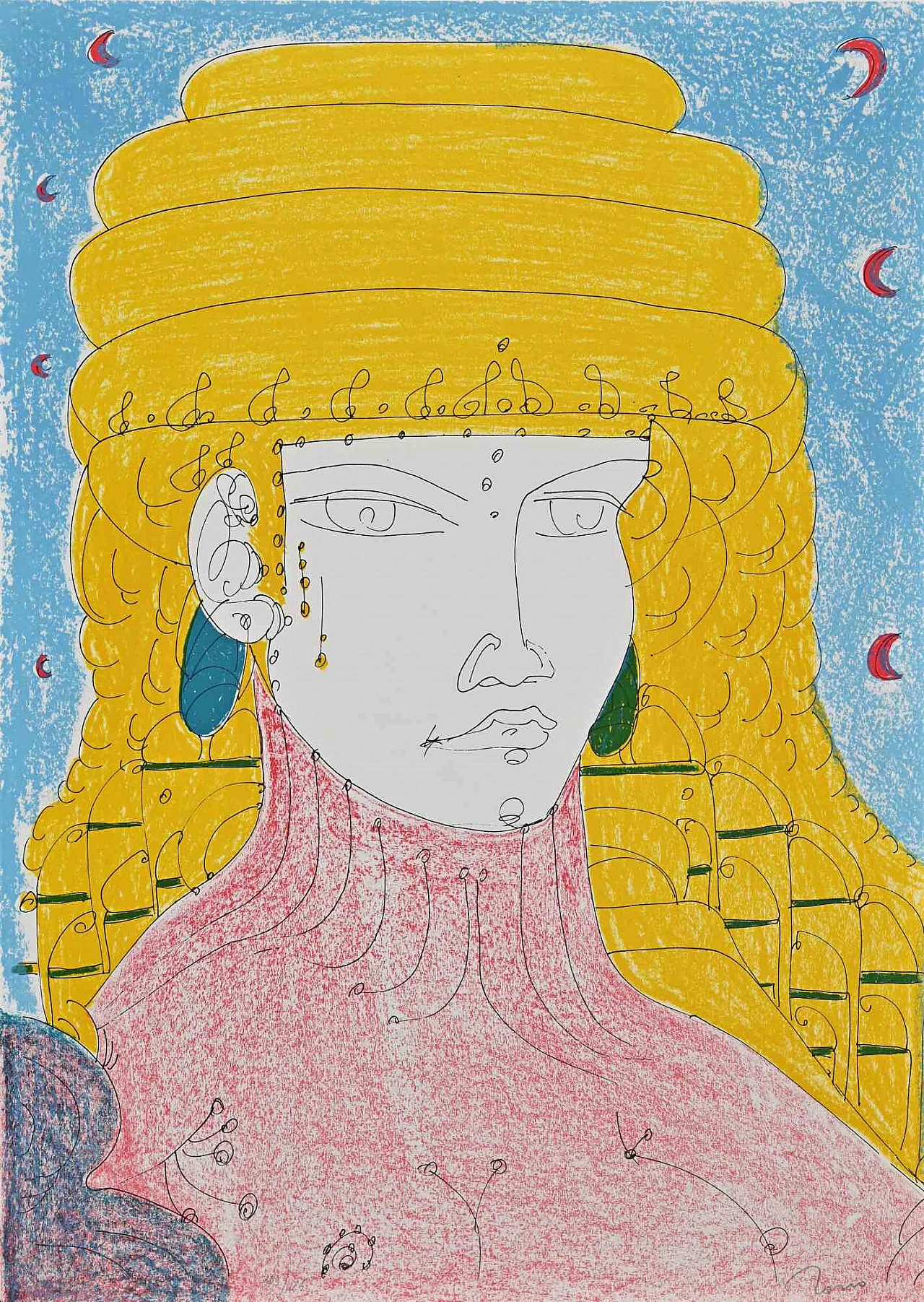 Tono Zancanaro, Poppea, Lithograph 1980s-1990s 1