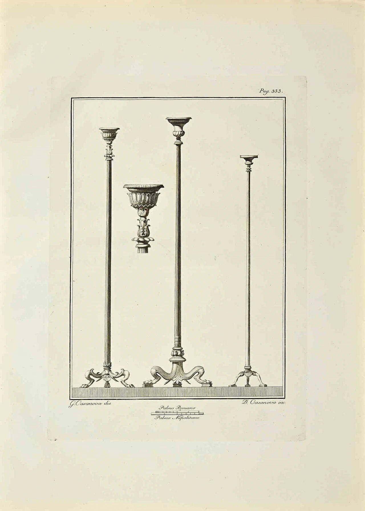 Giacomo Casanova, Ancient Roman Decorations, Etching 18th century 1