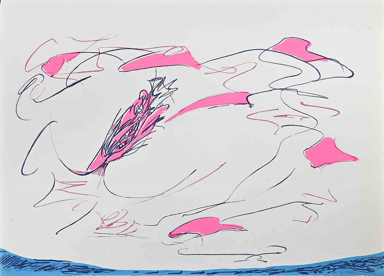 Giulio Turcato, Composizione astratta rosa, Serigrafia 1960-1979 1