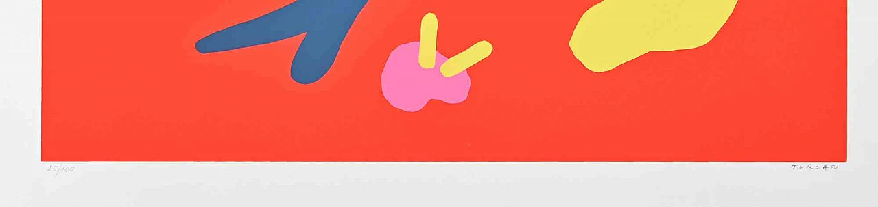 Giulio Turcato, Abstract  Composition In Red, Screenprint 1960s-1970s 3