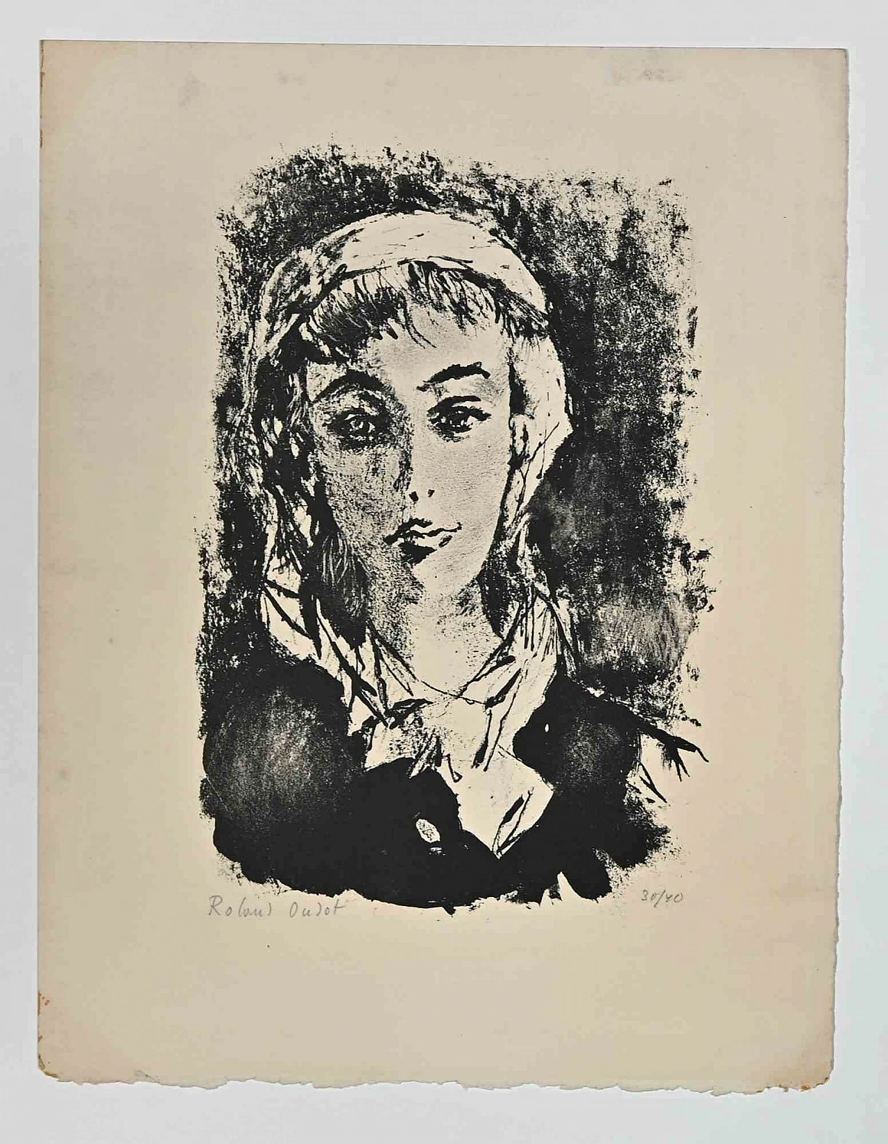 Roland Oudot, Portrait of a Woman, Lithograph 2000s 1