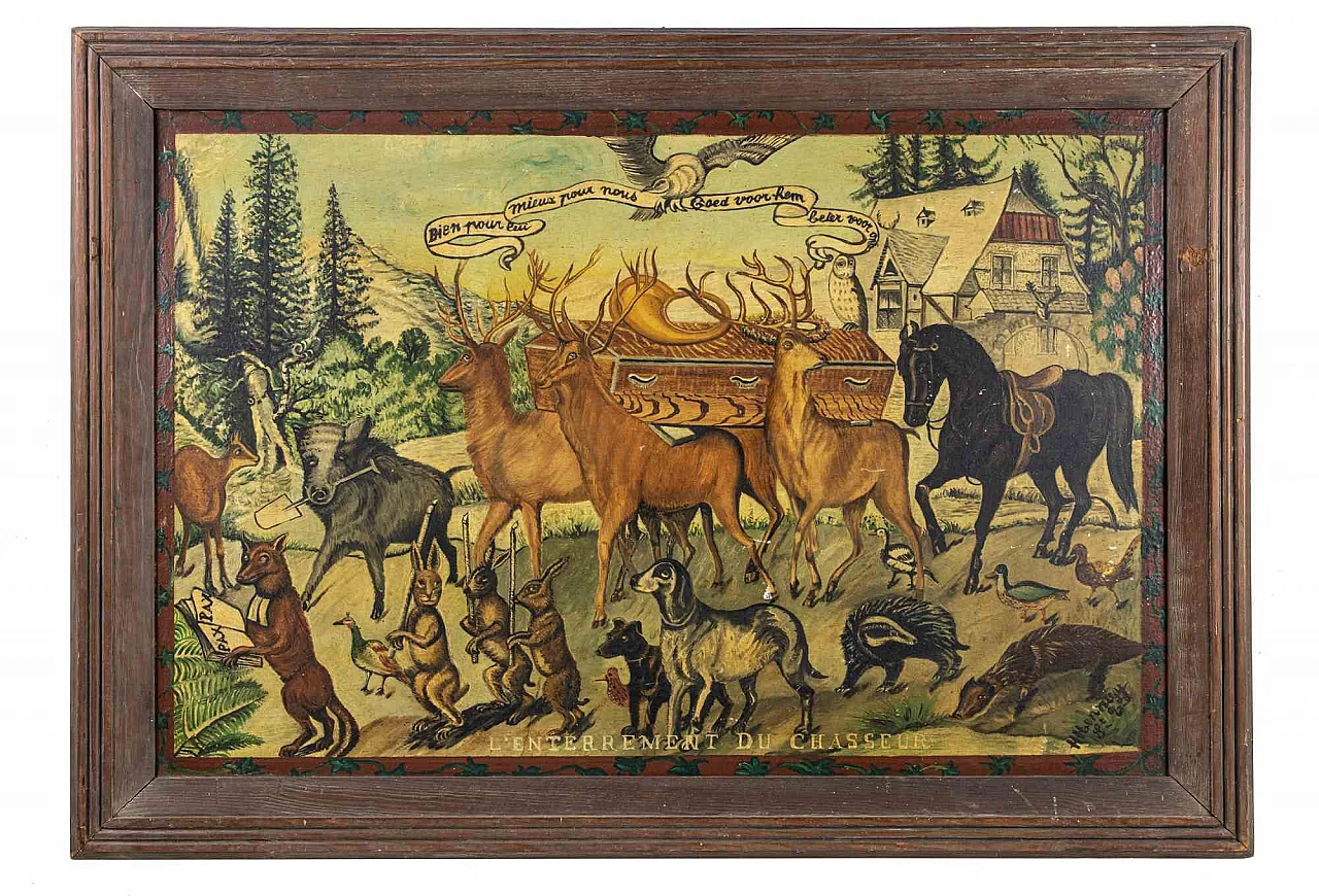 Artista XX secolo, Funerale del cacciatore, Tempera Anni 2000 1