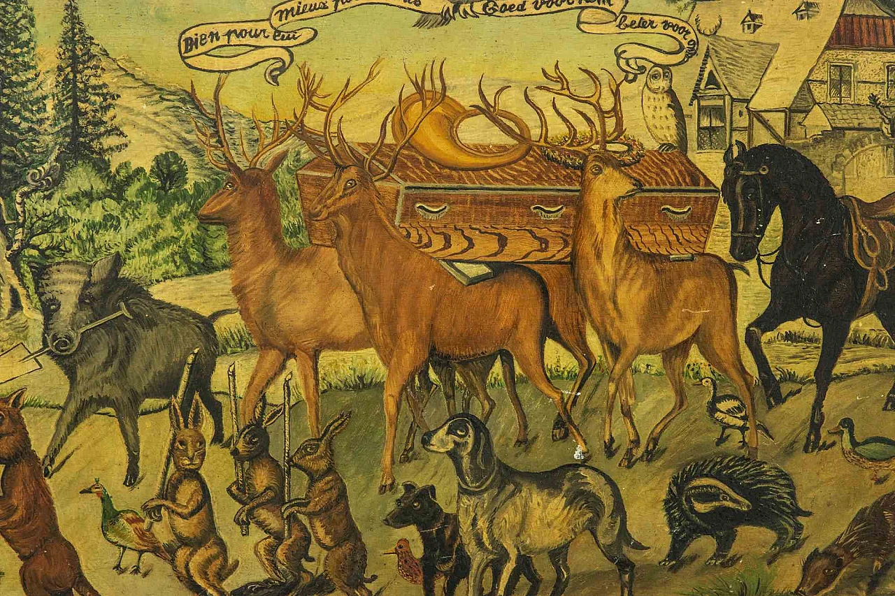 Artista XX secolo, Funerale del cacciatore, Tempera Anni 2000 5