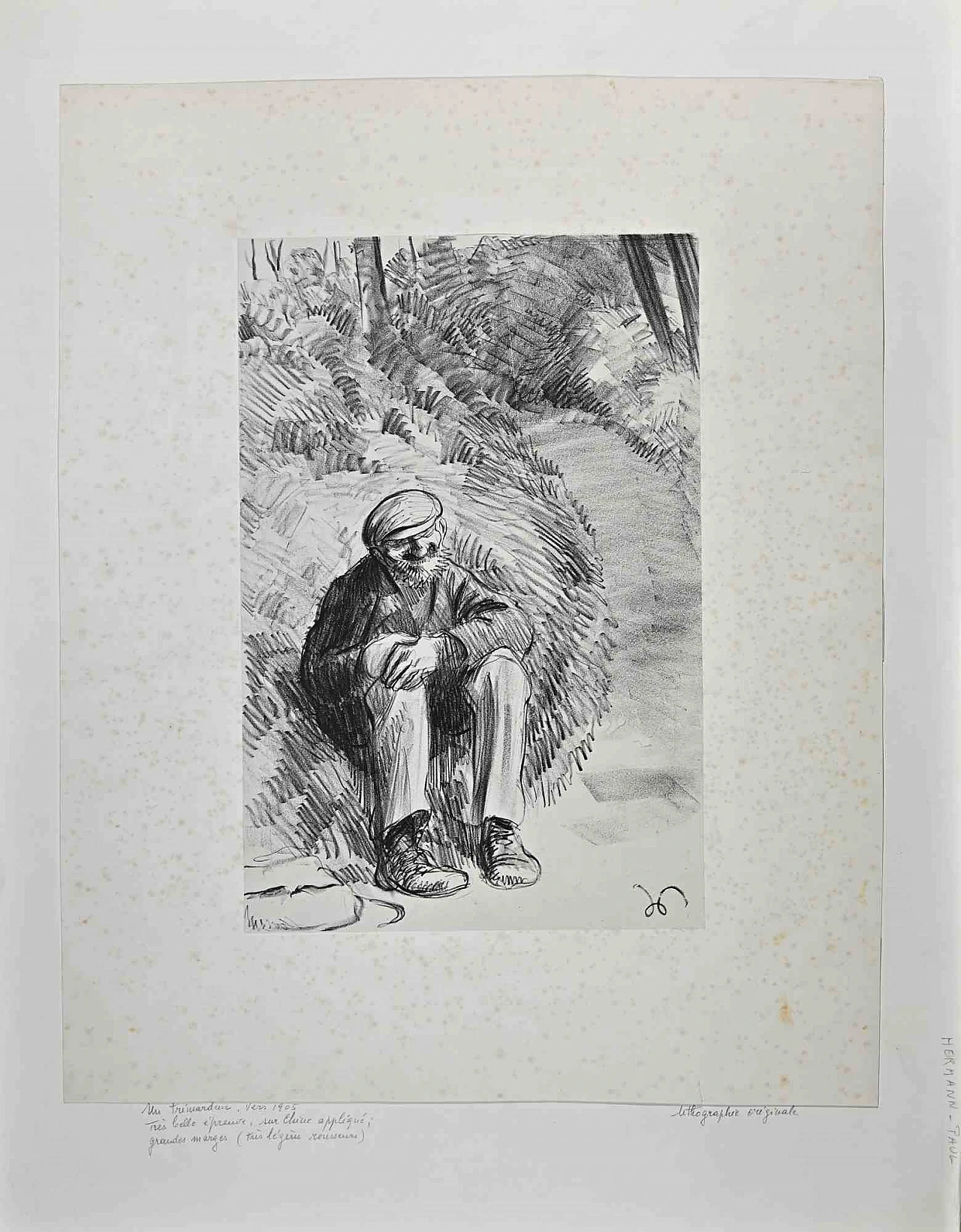 Paul Hermann, Getting Rest, Lithograph 19th century 1