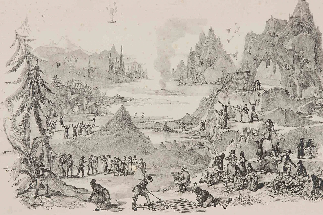 Gaetano Dura, Permanence in the Moon, Lithograph 19th century 3