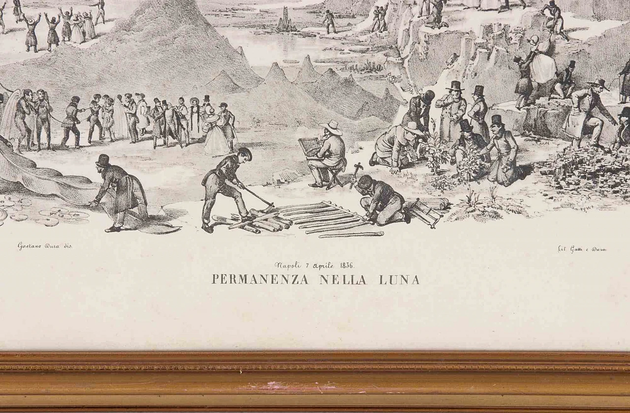 Gaetano Dura, Permanence in the Moon, Lithograph 19th century 4