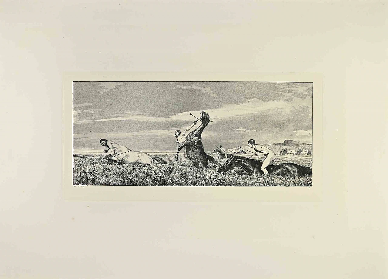 Max Klinger, Pursued Centaur (Verfolgter Centaur), Etching 19th century 1