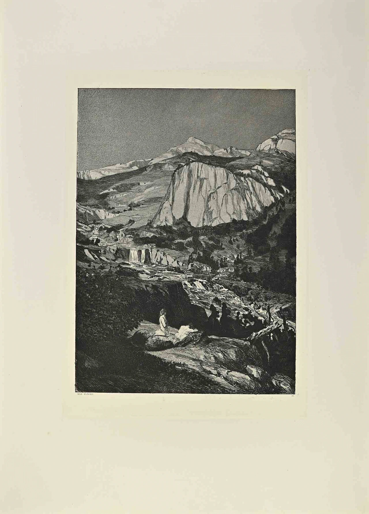 Max Klinger, Moonlit Night from Intermezzi, Etching 19th century 1