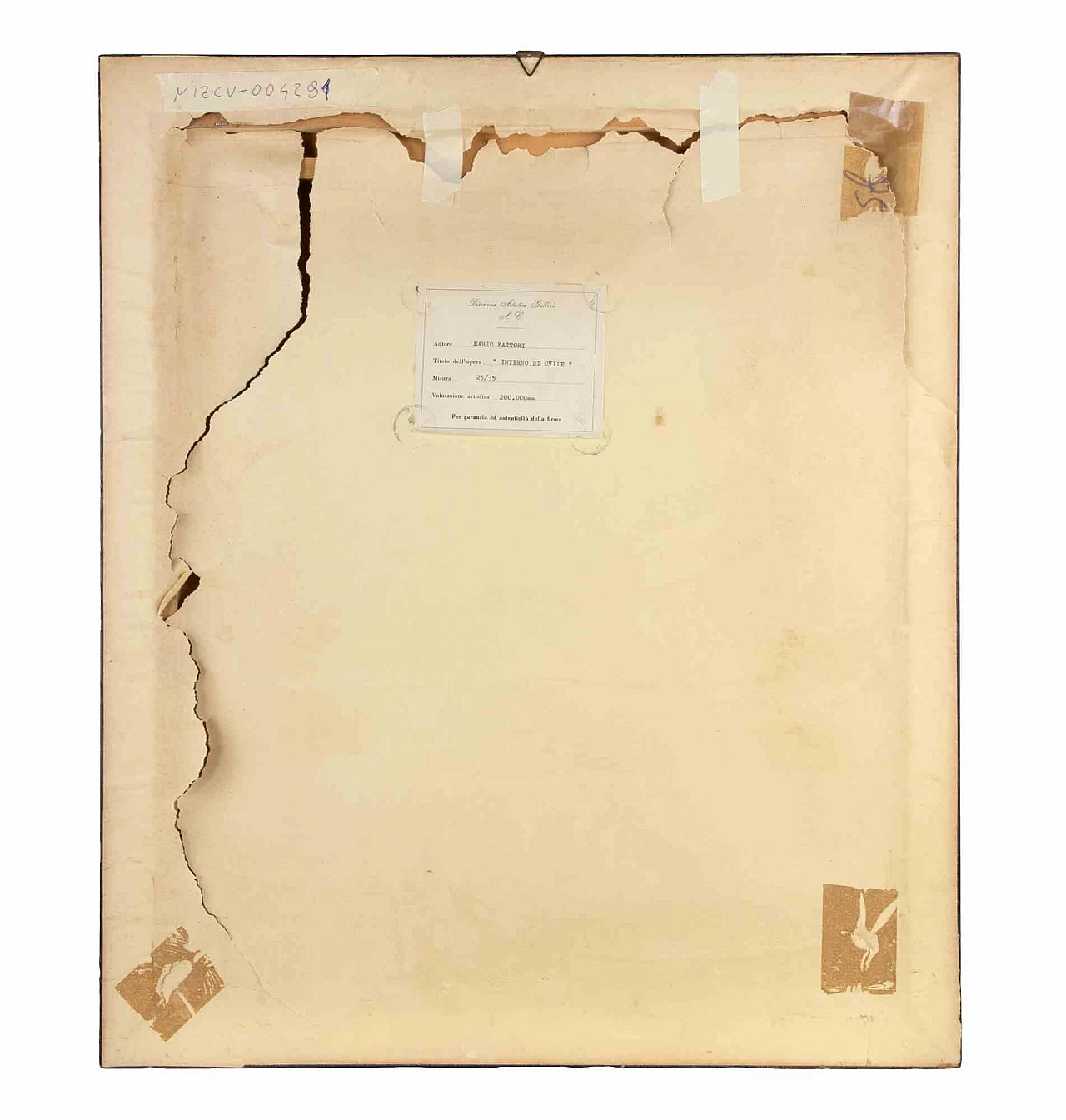 Mario Fattori, Interno di ovile, Olio su tela 1960-1979 3