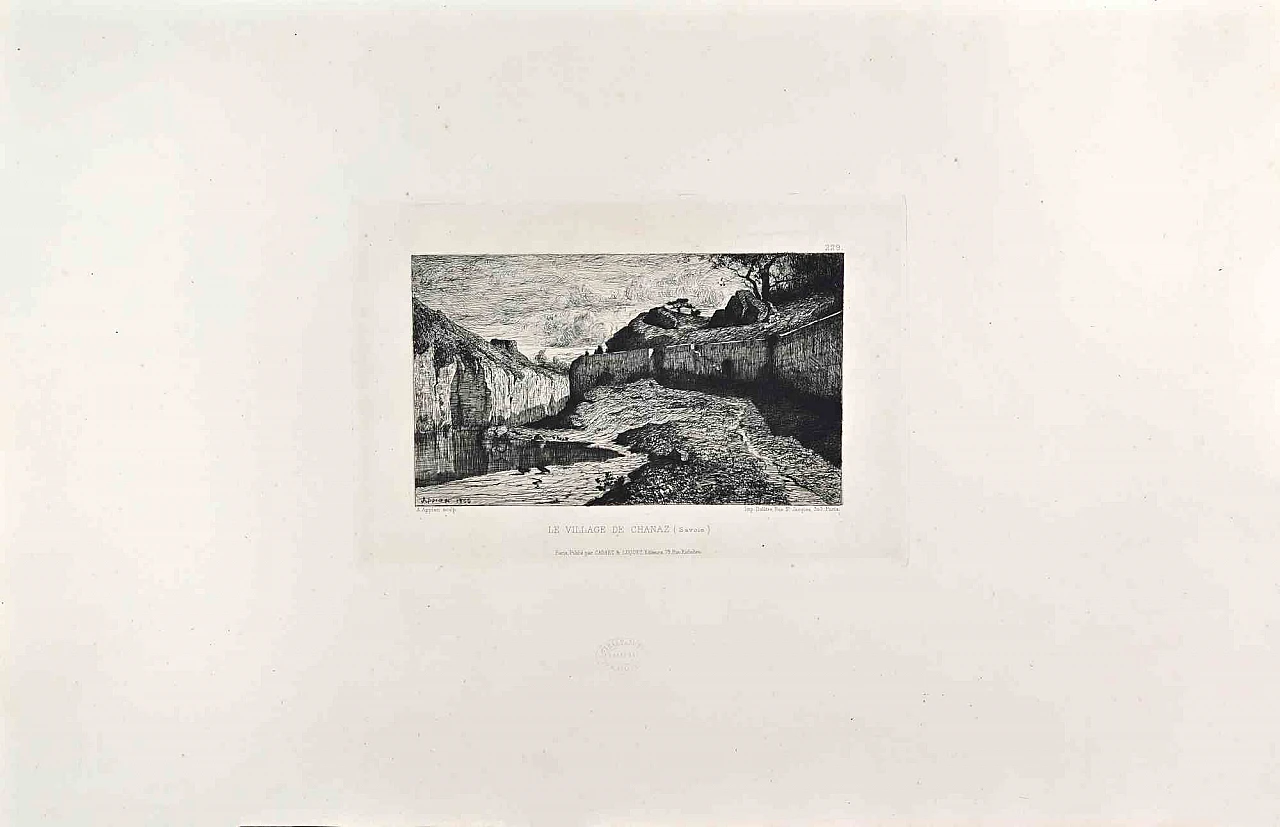Appian, Le Village de Chanaz, Etching 19th century 1