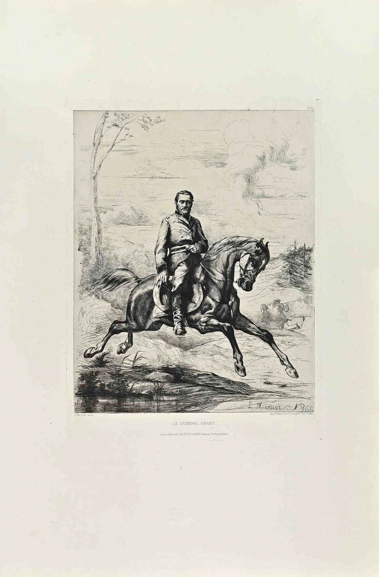Louis-Sébastien Mercier, Le General Grant, Etching 19th century 1