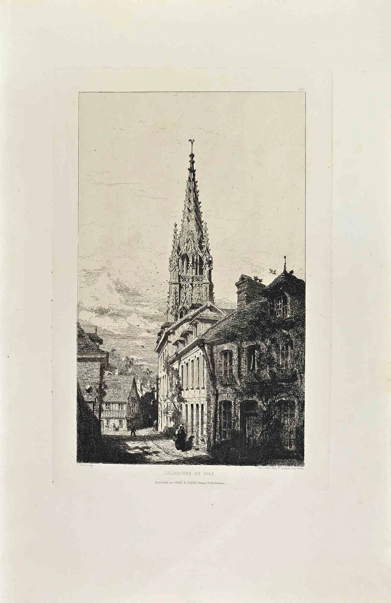 George Snell, Lillebonne en 1848, Etching 19th century 1