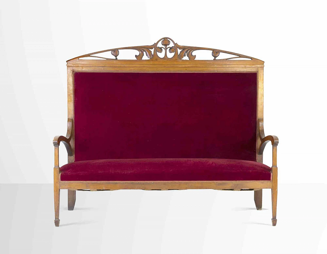 Artist XX century, Midcentury Red Velvet Sofa 2000s 1
