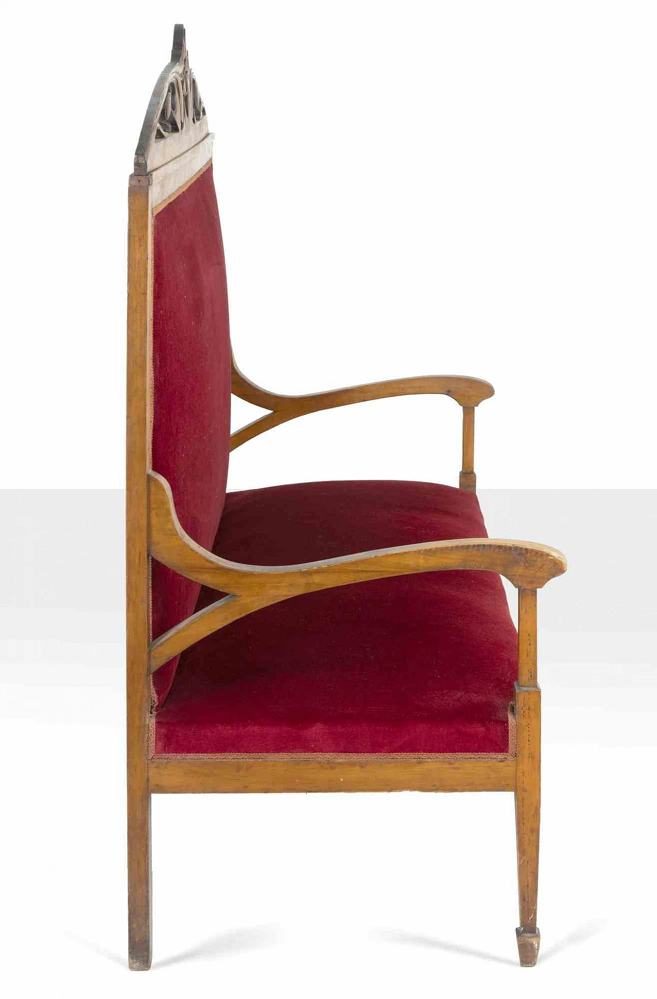 Artist XX century, Midcentury Red Velvet Sofa 2000s 2