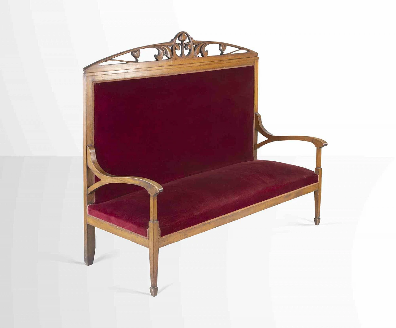 Artist XX century, Midcentury Red Velvet Sofa 2000s 5