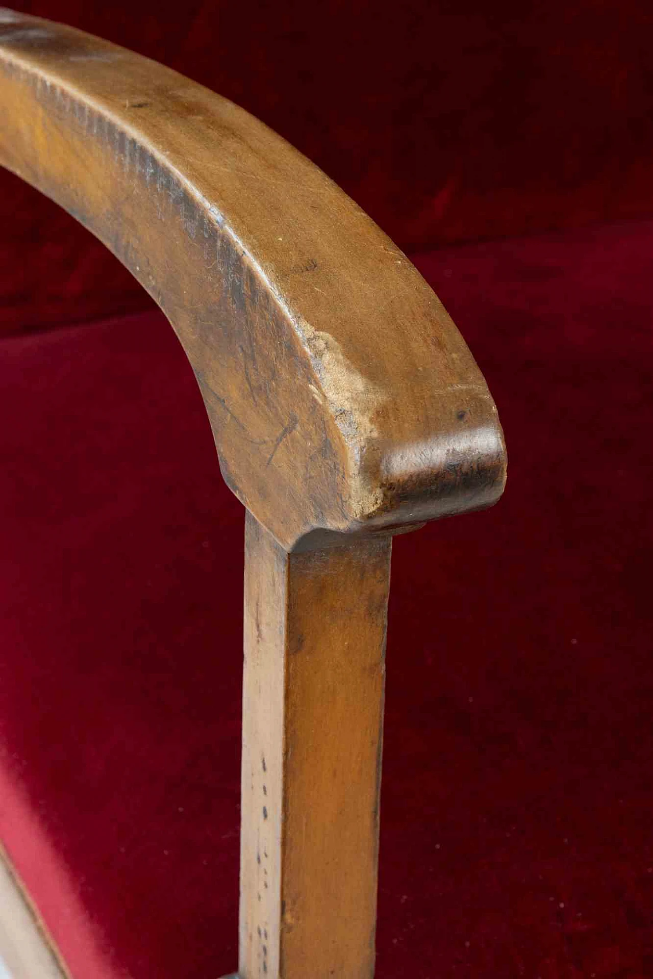 Artist XX century, Midcentury Red Velvet Sofa 2000s 6