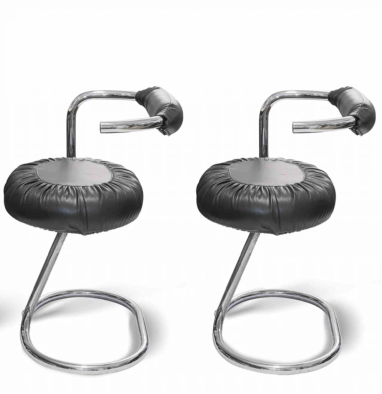 Giotto Stoppino, Set 8 Sedie Cobra Nere 1960-1979 4