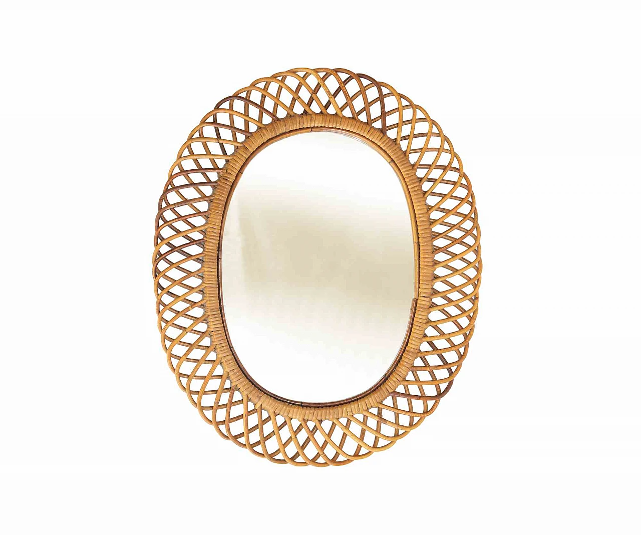 Artista del XX secolo, Specchio da parete in rattan di Bonacina Anni 2000 1