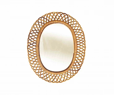 Artista del XX secolo, Specchio da parete in rattan di Bonacina Anni 2000