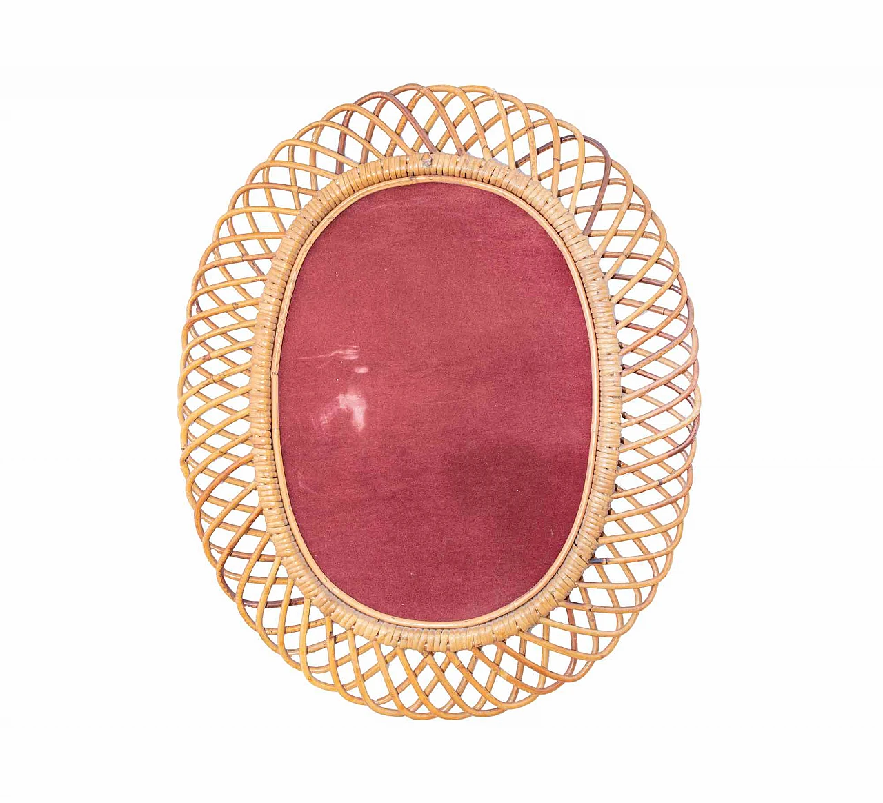 Artista del XX secolo, Specchio da parete in rattan di Bonacina Anni 2000 2