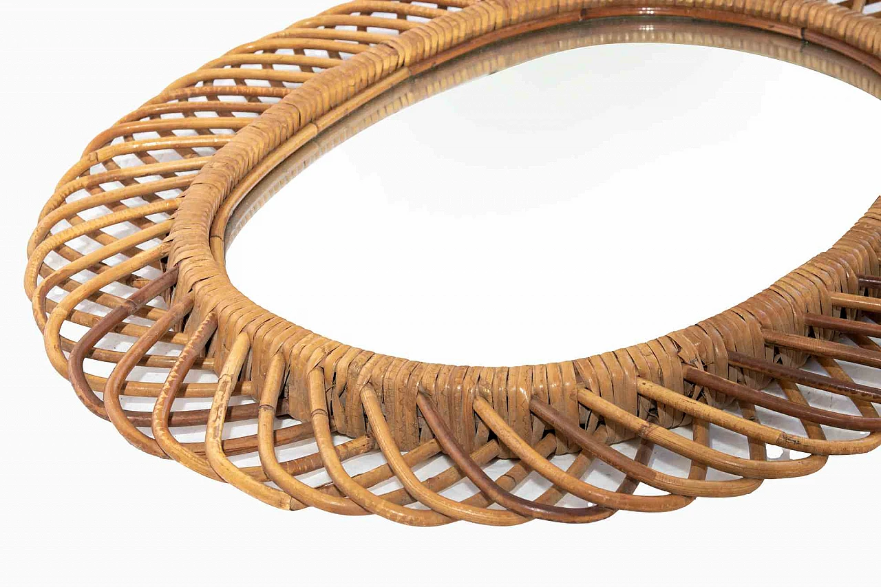 Artista del XX secolo, Specchio da parete in rattan di Bonacina Anni 2000 3
