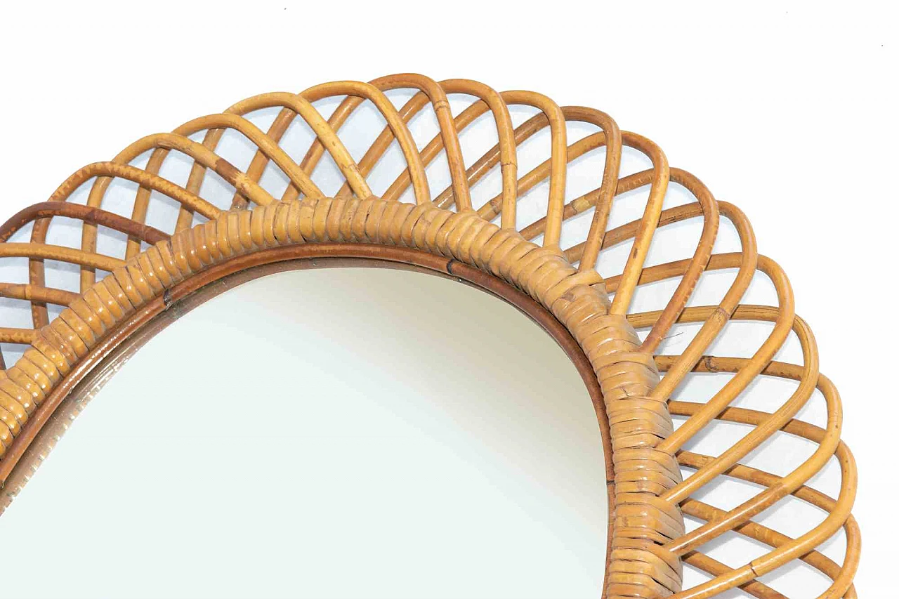 Artista del XX secolo, Specchio da parete in rattan di Bonacina Anni 2000 4