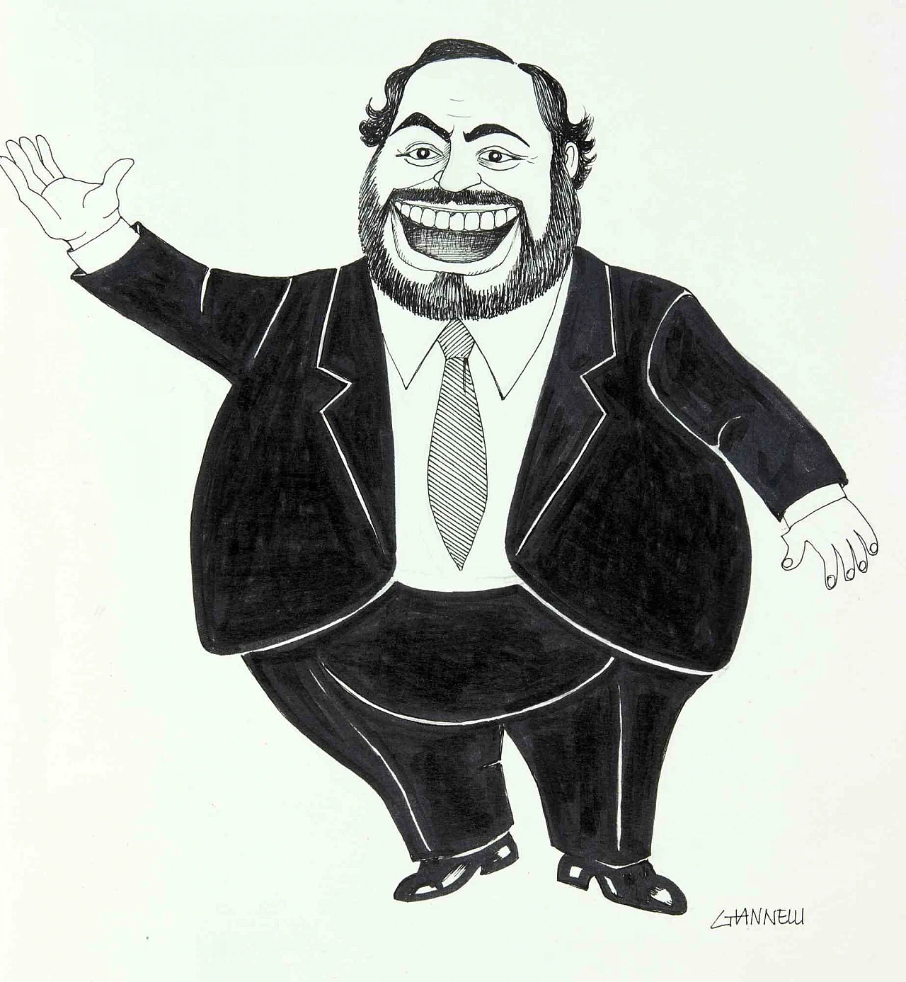 Emilio Giannelli, Caricatura di Luciano Pavarotti, Disegno Anni 2000 1