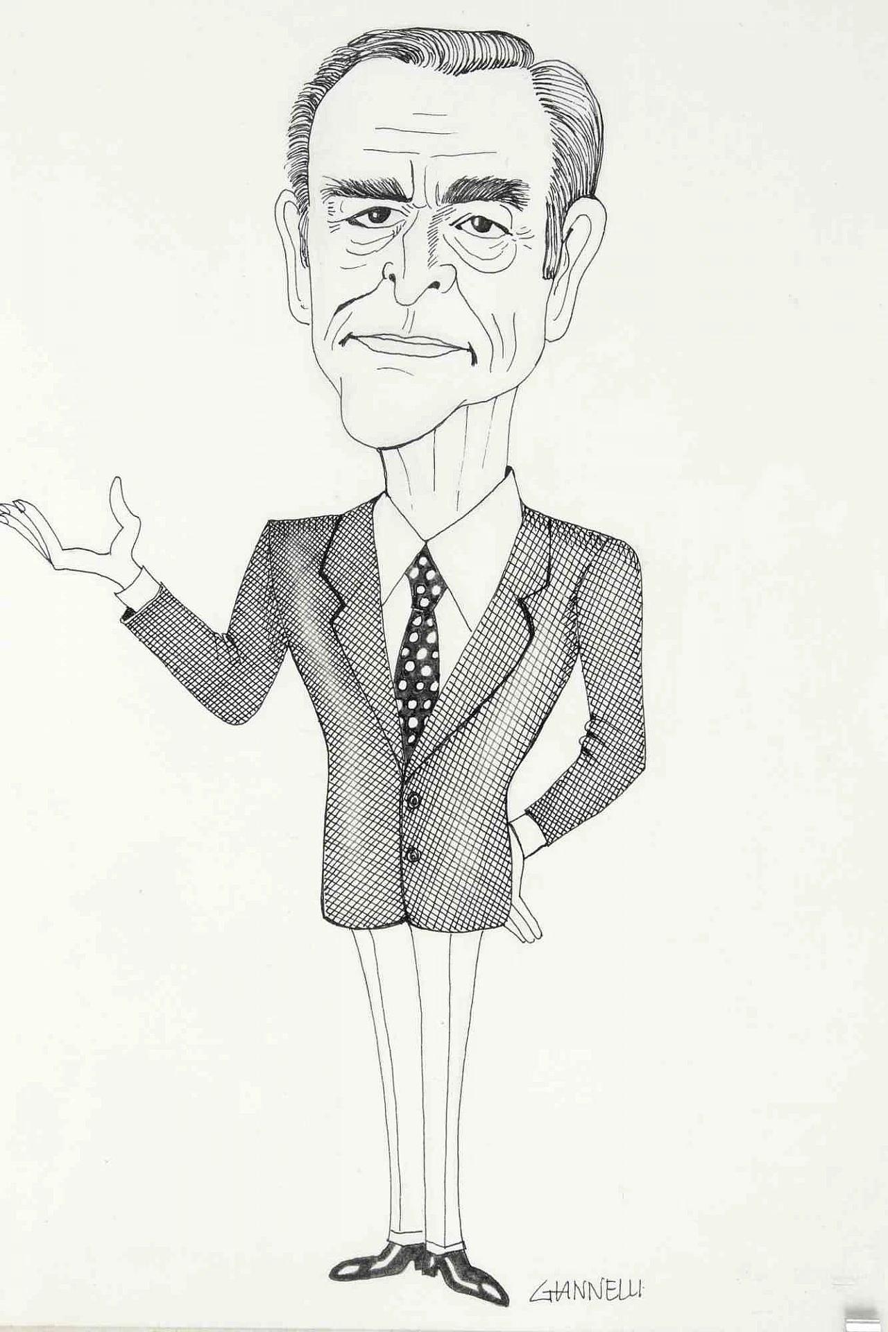 Emilio Giannelli, Caricatura di Vittorio Gassman, Disegno Anni 2000 1