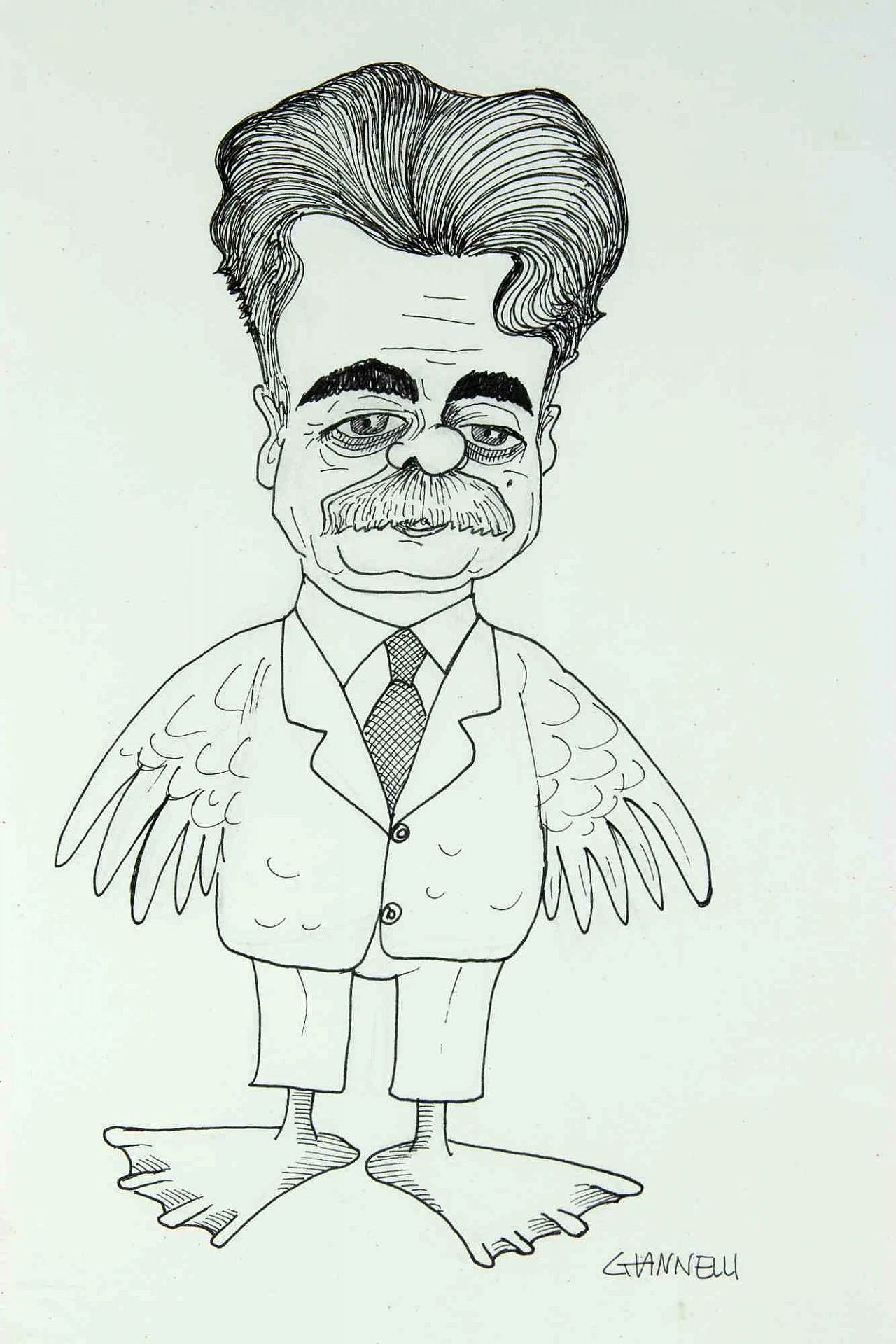 Emilio Giannelli, Caricatura di Achille Occhetto, Disegno Anni 2000 1