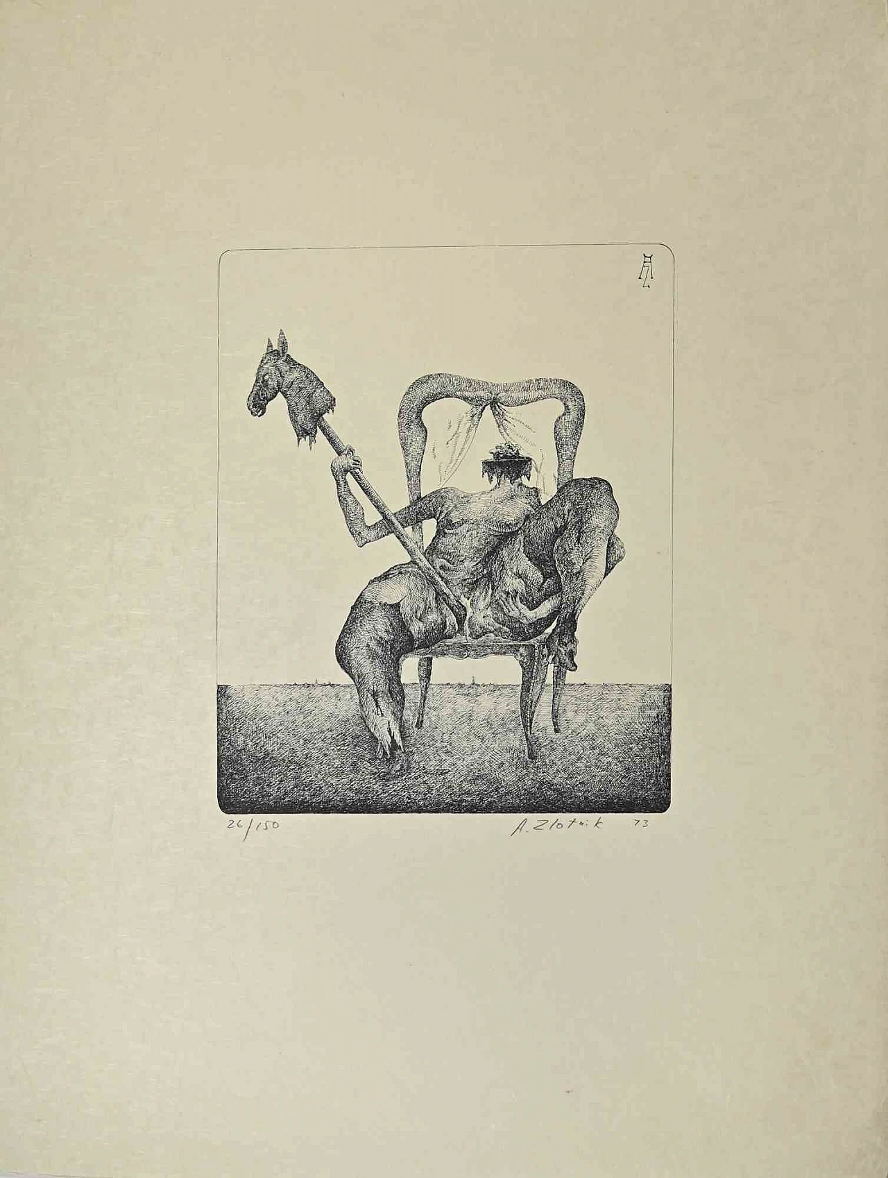 Alexandre Zlotnik, Throne, Lithograph 1960s-1970s 1