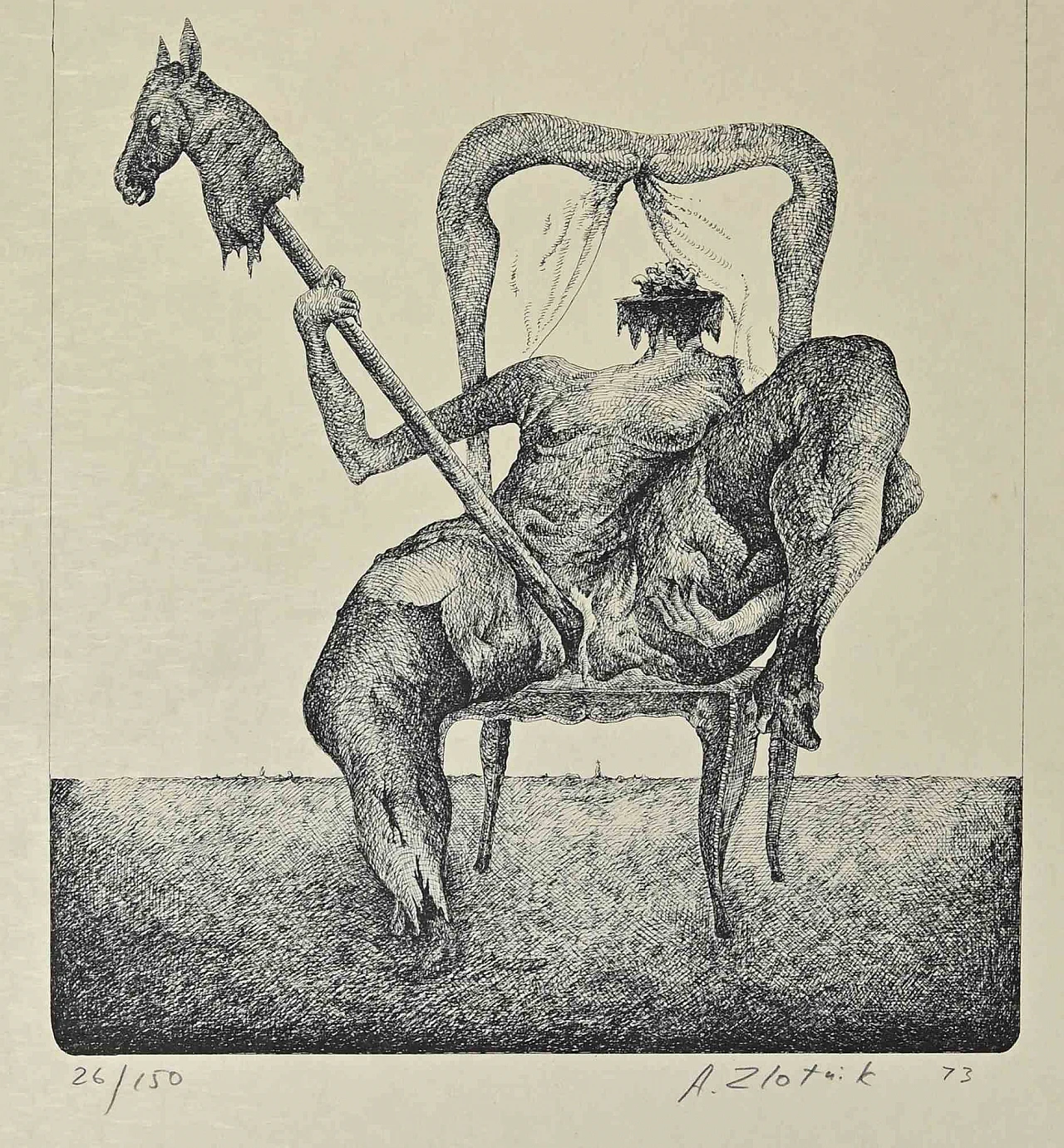 Alexandre Zlotnik, Throne, Lithograph 1960s-1970s 2