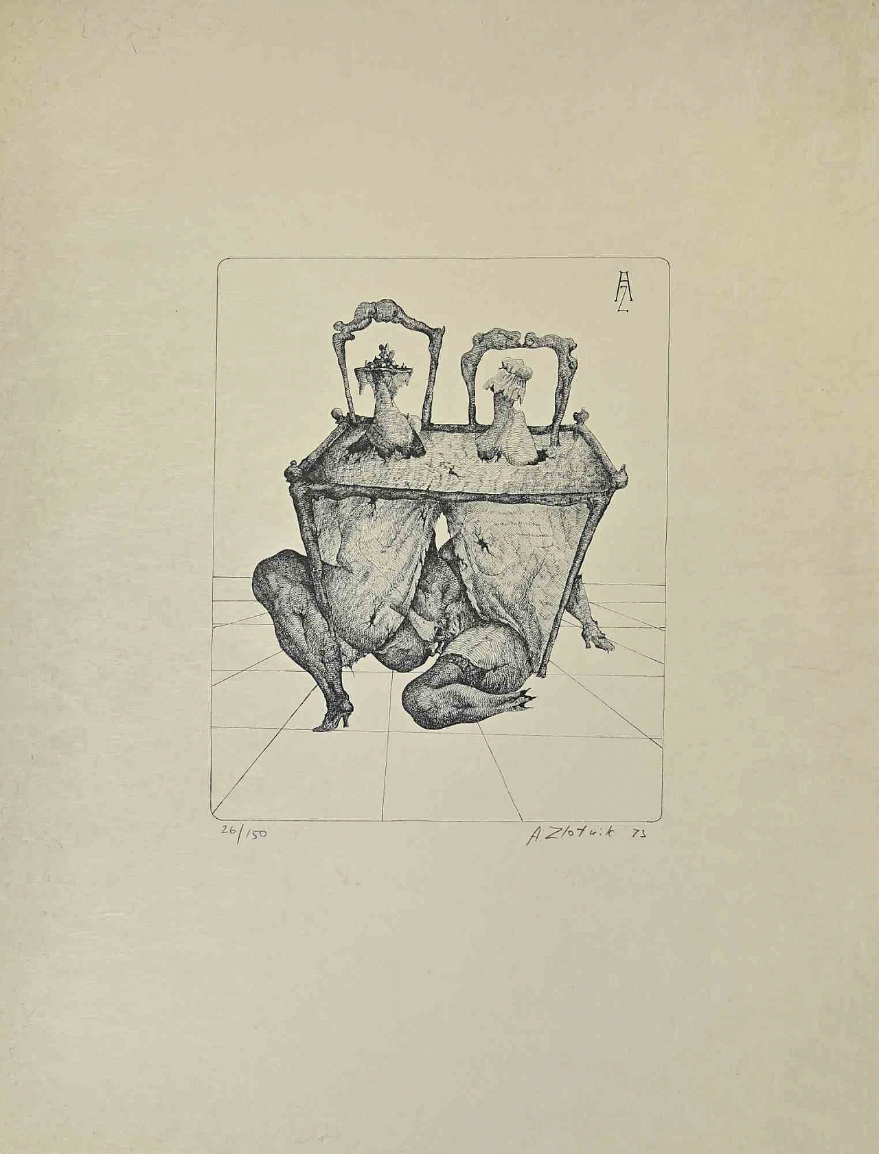 Alexandre Zlotnik, Donna-tavolo, litografia 1960-1979 1