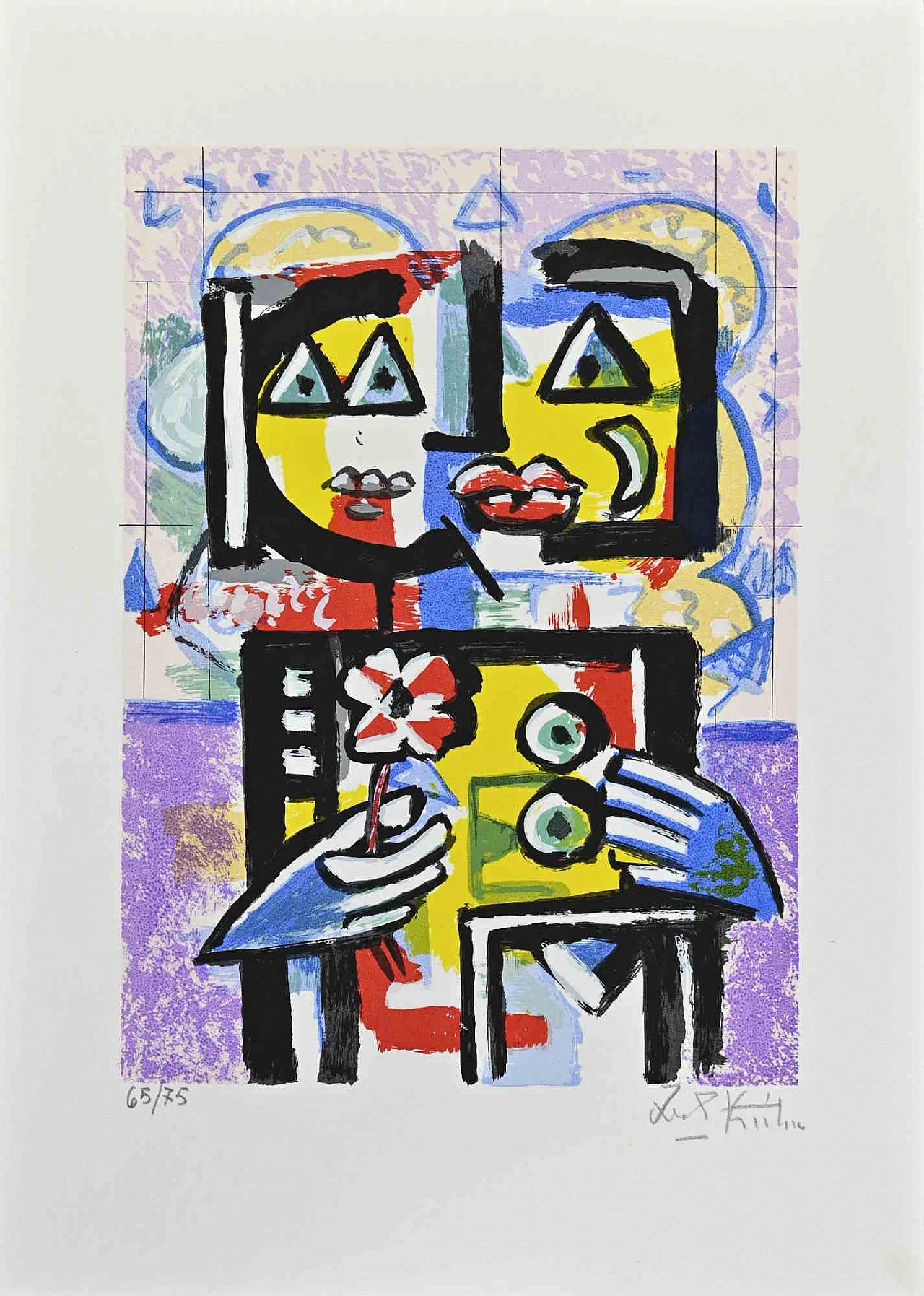 Ibrahim Kodra, Lovers, Lithograph 1960s-1970s 1