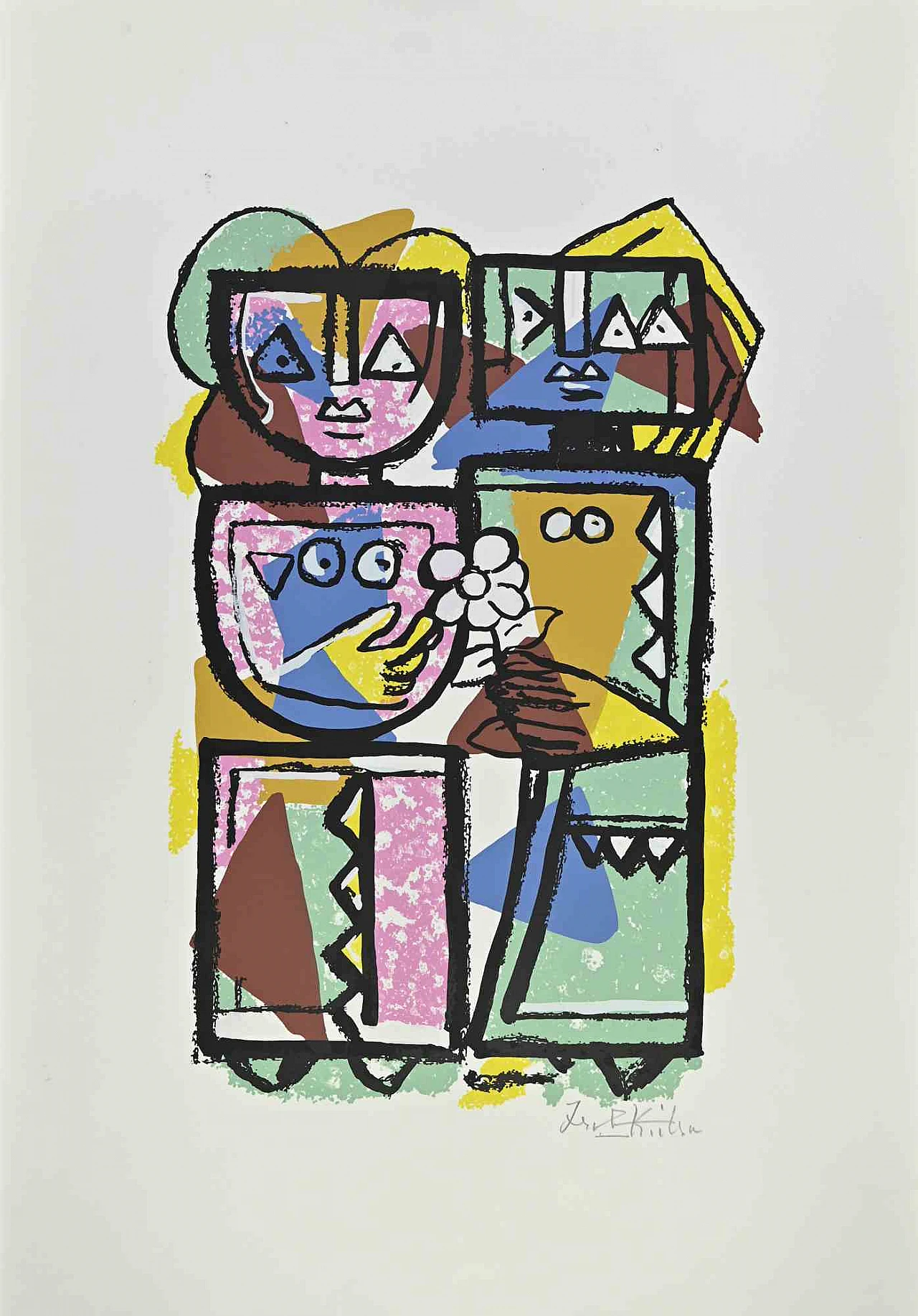 Ibrahim Kodra, Lovers, Lithograph 1960s-1970s 1