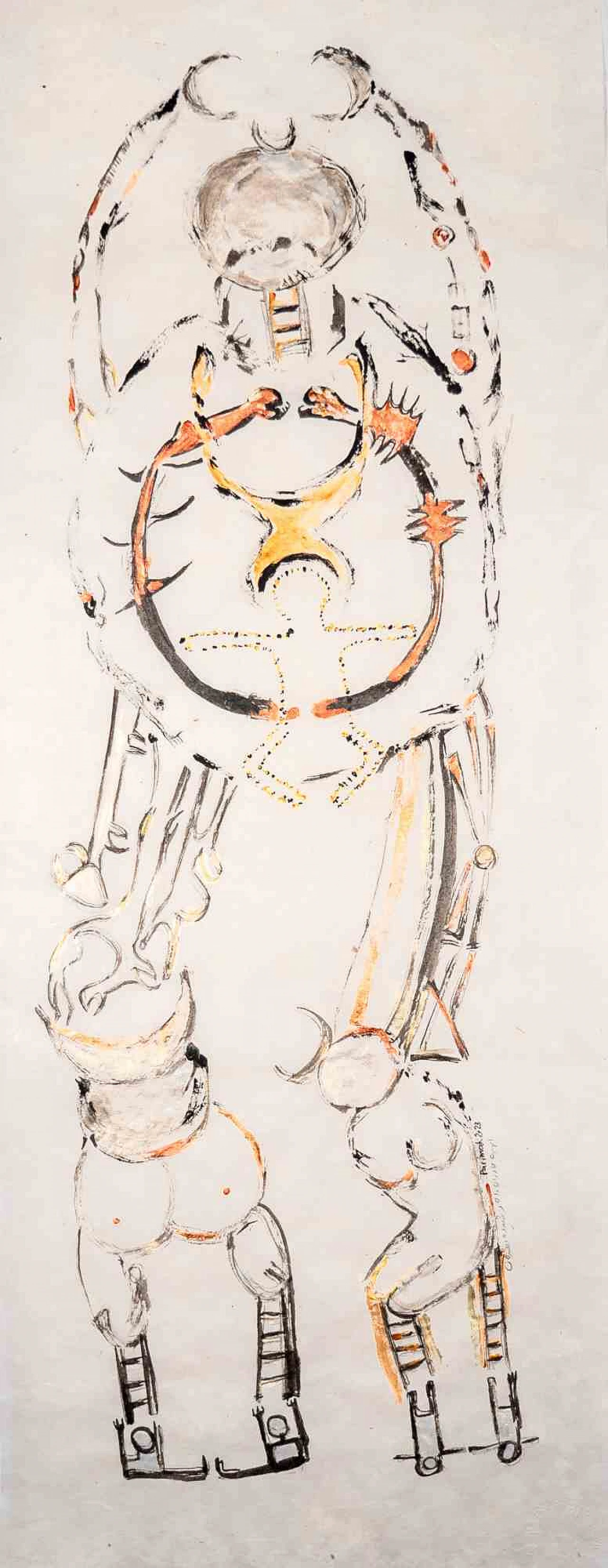 Parimah Avani, divinità delle madri delle vie, disegno acrilico con inchiostro Anni 2000 1