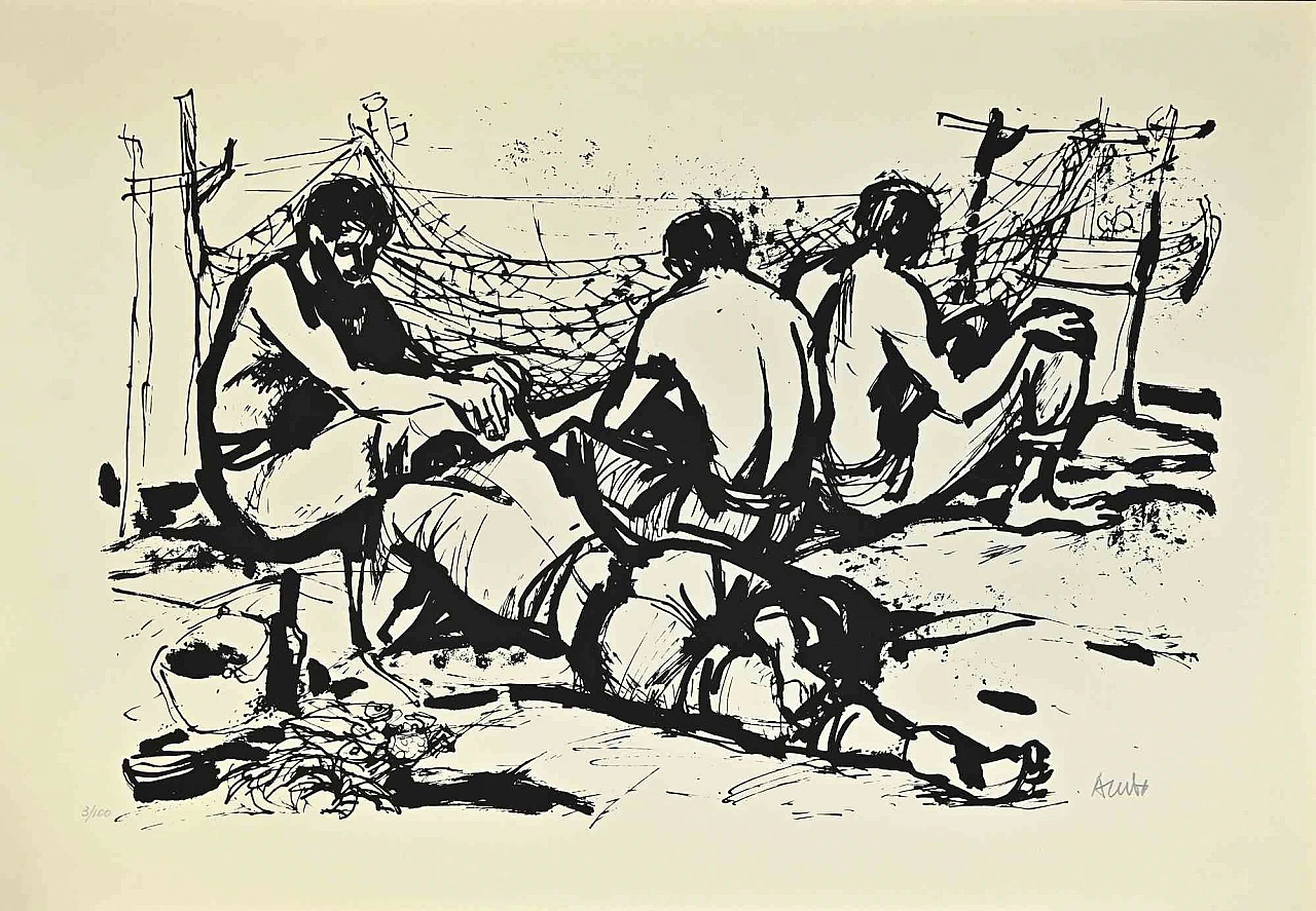 Manfredo Acerbo, Fishermen Manfredo Acerbo, Screenprint 2000s 1