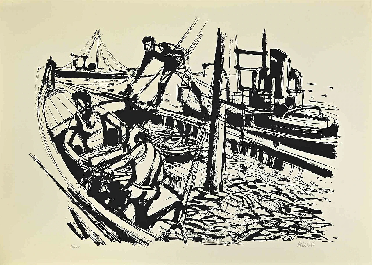 Manfredo Acerbo, Fishermen, Screenprint 2000s 1