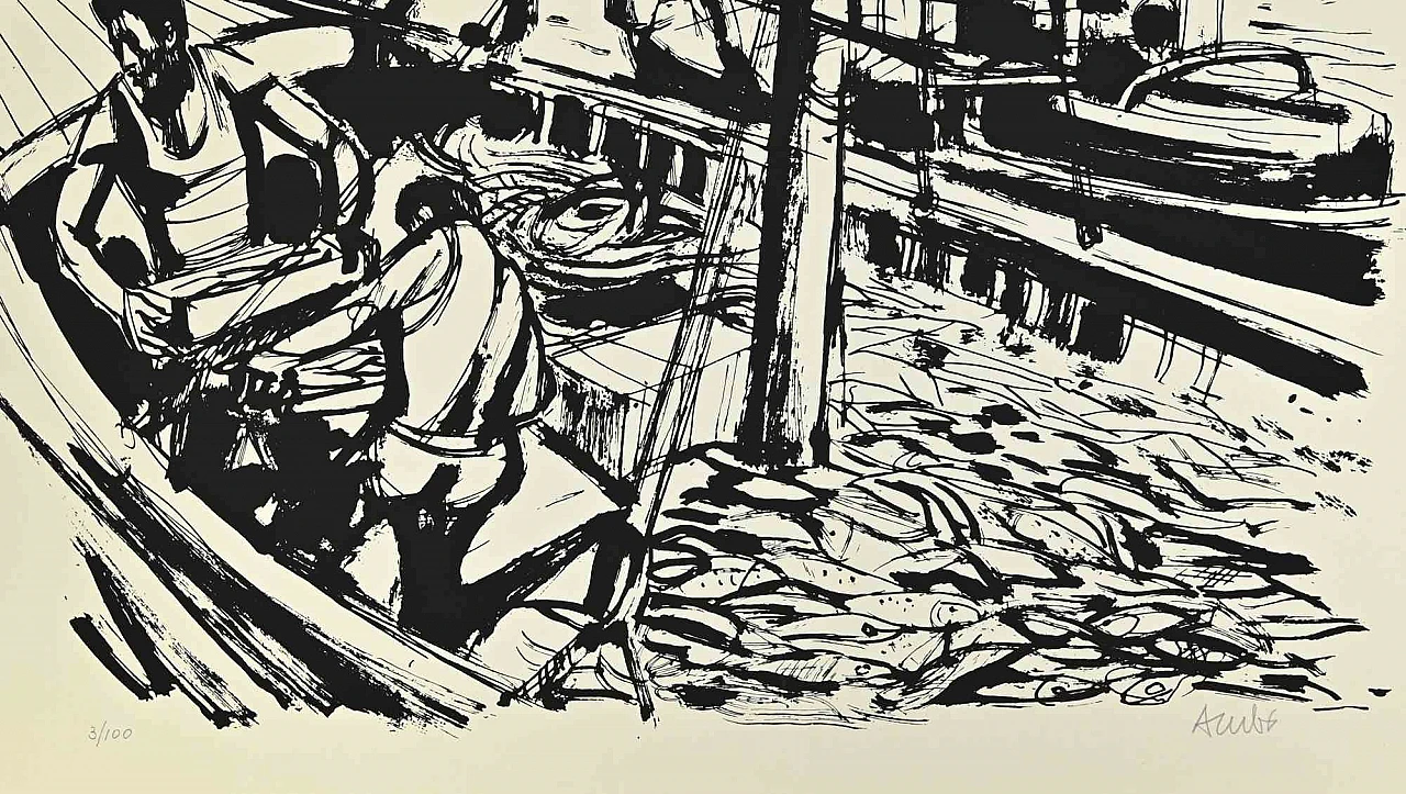 Manfredo Acerbo, Fishermen, Screenprint 2000s 2