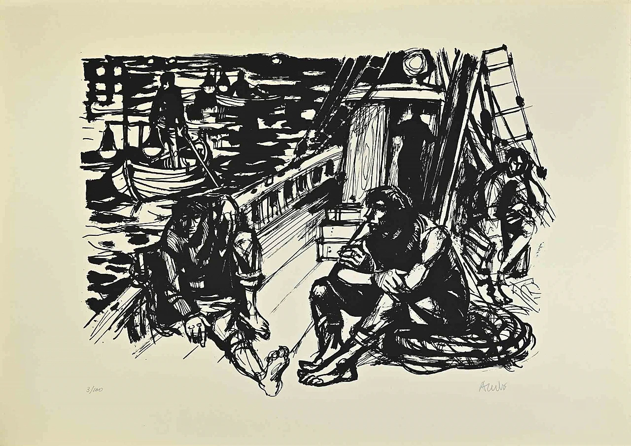 Manfredo Acerbo, On the Boat, Screenprint 2000s 1
