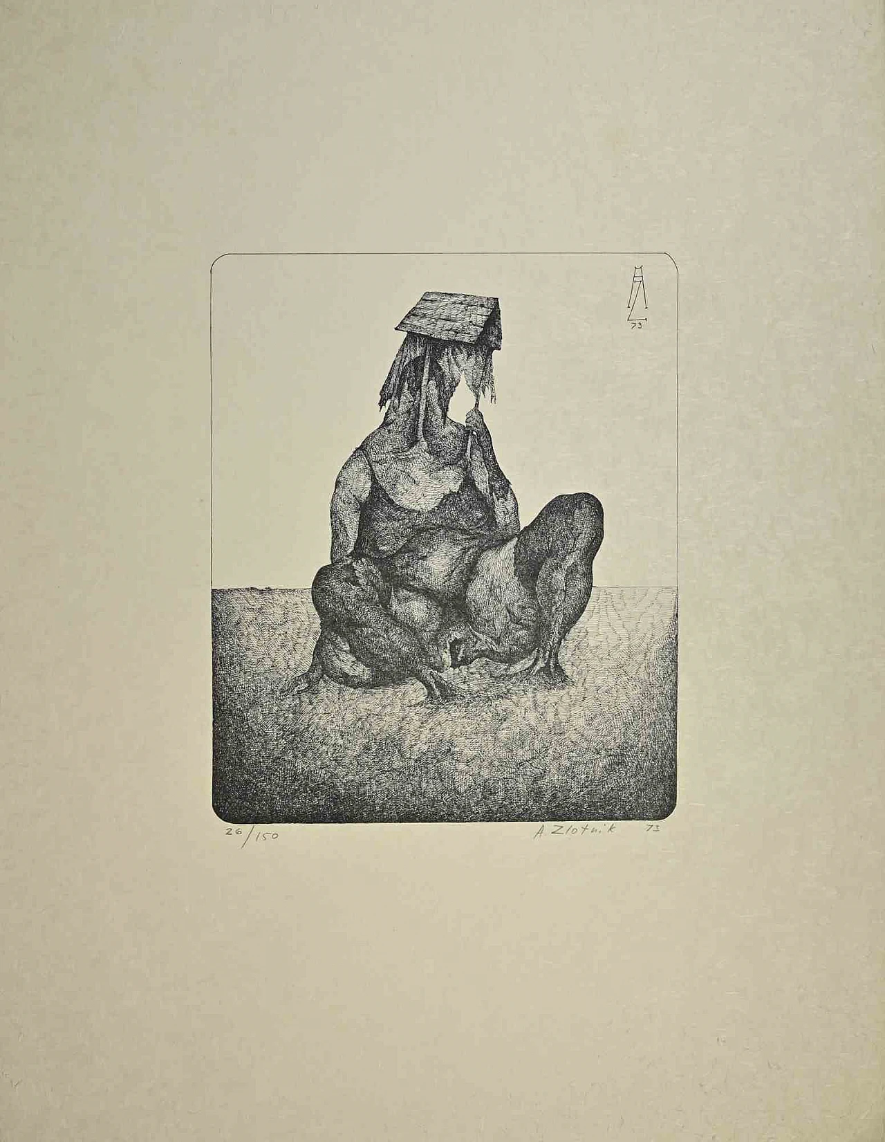 Alexandre Zlotnik, La contadina, litografia 1960-1979 1