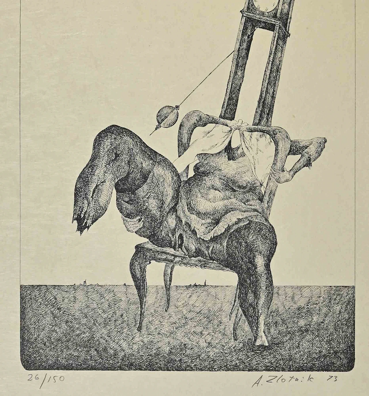 Alexandre Zlotnik, The Clock Man, Lithograph 1960s-1970s 2