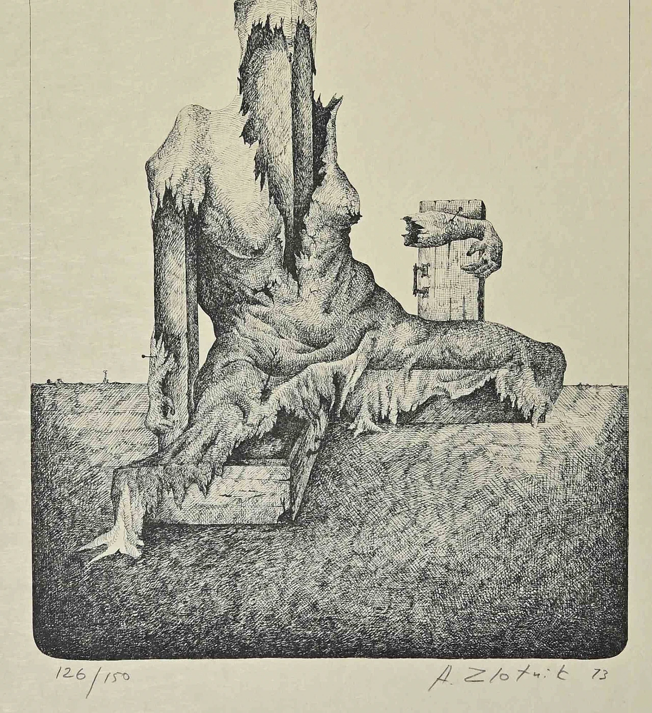 Alexandre Zlotnik, Tower-Man, Lithograph 1960s-1970s 2