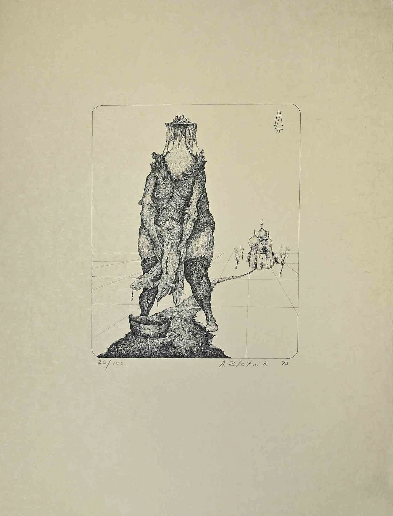 Alexandre Zlotnik, The Lost Way, Lithograph 1960s-1970s 1