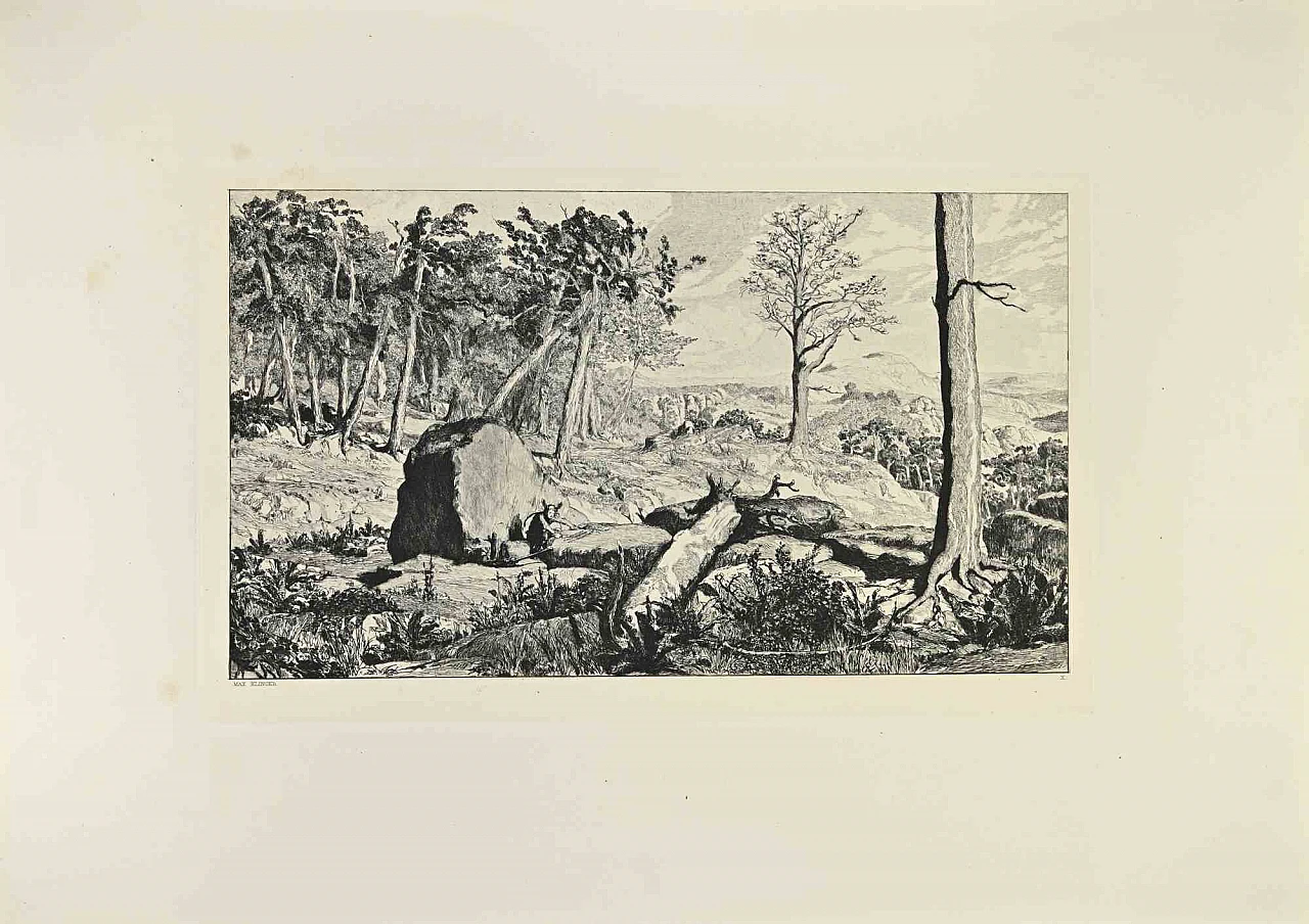 Max Klinger, Opus IV, Simplicius in der Waldeinode (Simplicius in the Wilderness), Etching 19th century 1